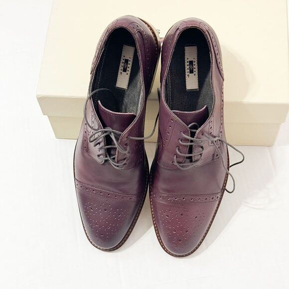 Joseph Abboud NWB Sz12 Burgundy/Cherry Leather Owings Cap Toe Lace Up Oxfords Dr - Picture 1 of 13